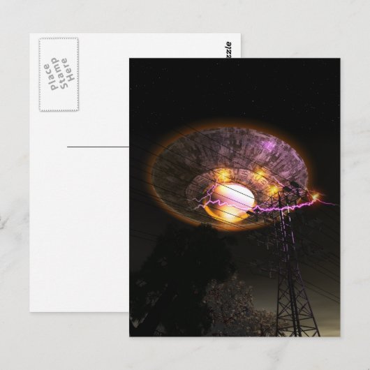 UFO Over Powerlinesはがき ポストカード (正面/裏面)