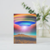 UFO over Valley at Night High Speed Photograph Col ポストカード (スタンド正面)