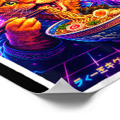 Ufo ramen cat meme retro synthwave 80s graphic ポスター (角)