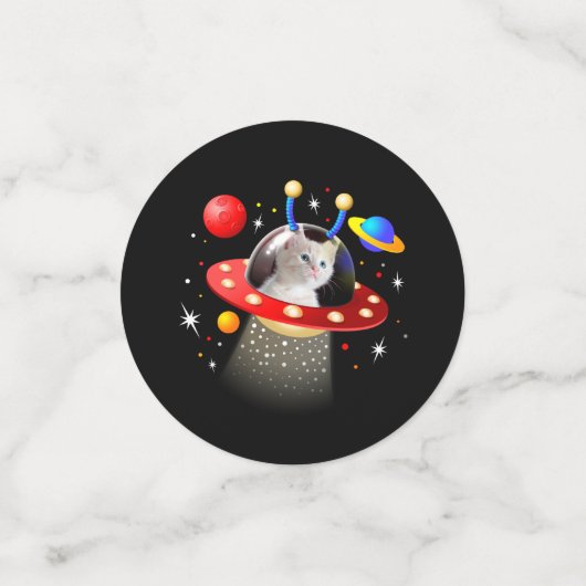 UFO Sci Fiのエイリアン宇宙船に猫を乗せる コンフェッティ (スモール正面)