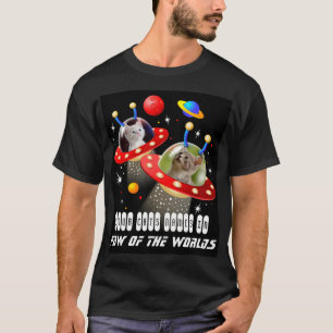 UFO Sci Fiエイリアンの宇宙船に乗った猫 Tシャツ