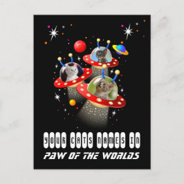 UFO Sci Fiエイリアン宇宙船での3 Cats ポストカード