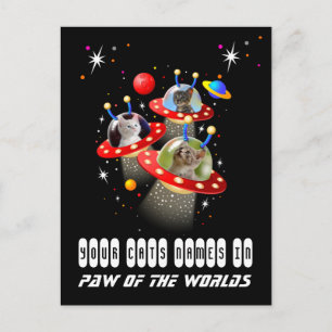 UFO Sci Fiエイリアン宇宙船での3 Cats ポストカード