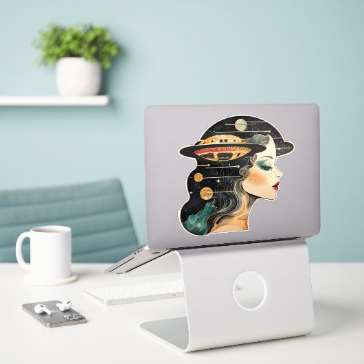 UFO UAPの夢 シール (デスク上のノートパソコン)