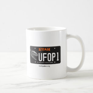 UFOPロゴ& Allosaurusライセンスプレート11 ozマグ コーヒーマグカップ