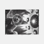 Ufosおもしろいエイリアン猫の自撮り男 フリースブランケット (正面(横))