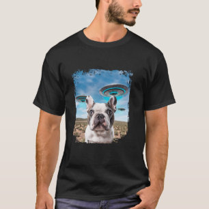 UFOsおもしろいフランスののブルドッグ・ドッグ・セルフィー Tシャツ