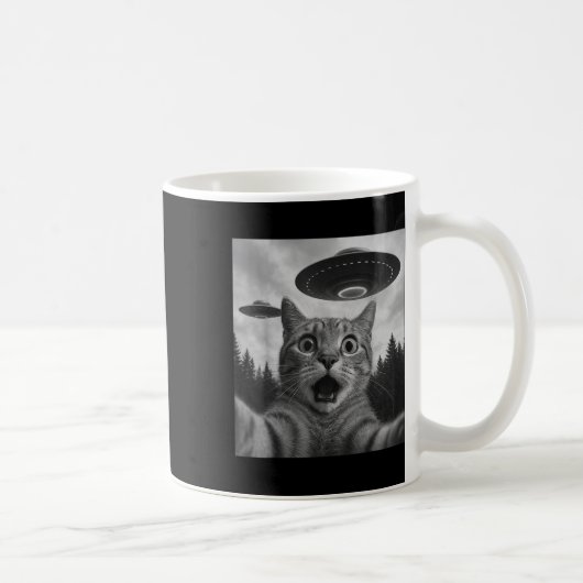 Ufosおもしろい猫の自撮り コーヒーマグカップ (右)
