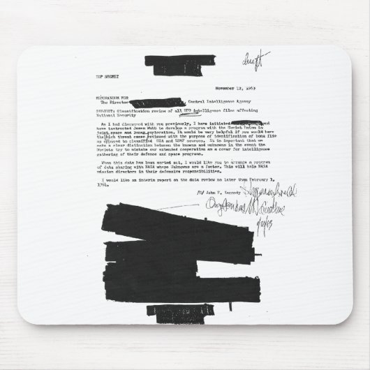 UFOsに関する1963年のケネディのメモ マウスパッド (正面)