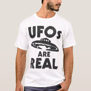 UFOsは実質の黒い文字です Tシャツ