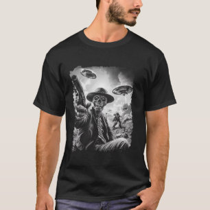 UFOs Weiと面白いハロウィーンゾンビカウボーイセルフィー Tシャツ