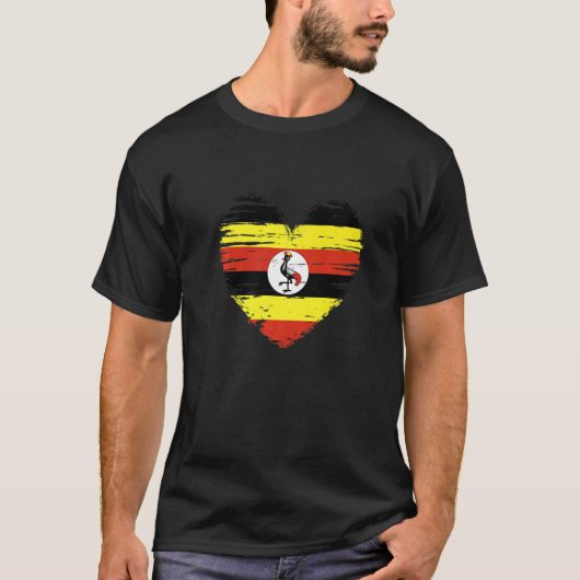 Uganda Heart Ugandan Flag Ugandan Pride Tシャツ (正面)