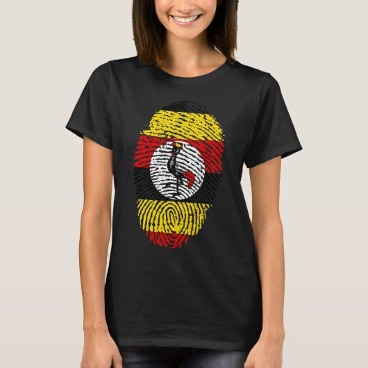 Ugandan Roots Fingerprint Women's Graphic Tee Afri Tシャツ (正面)