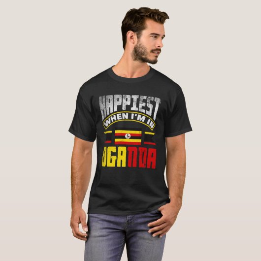 Ugandan Uganda Ugandan Flag Happiest When Im In Ug Tシャツ (正面フル)