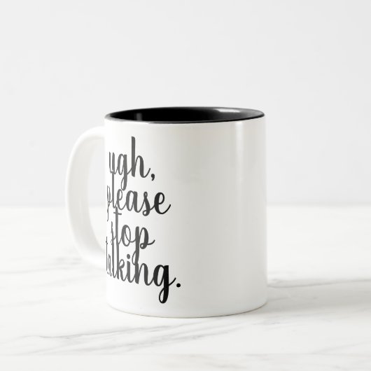 UGHおもしろいな、中間の引用文のマグを話すことを止めて下さい ツートーンマグカップ (正面左)