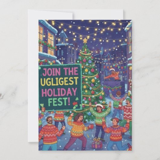 Ugliest Holiday Fest Ugly Sweater Party Vibrant  招待状 (正面)