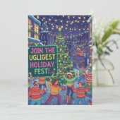 Ugliest Holiday Fest Ugly Sweater Party Vibrant  招待状 (スタンド正面)