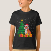 Ugly Bengal Tiger Santa Hat Christmas Tree Lights Tシャツ (正面)