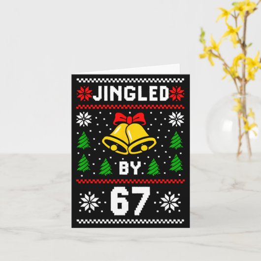 Ugly Christmas 67 Meme Design Funny Six Seven Hand カード (黄色い花)