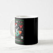 Ugly Christmas Astronaut Riding Rocket Santa Hat T コーヒーマグカップ (正面左)