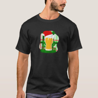 Ugly Christmas Beer Santa Claus Holly Plaid Funny  Tシャツ