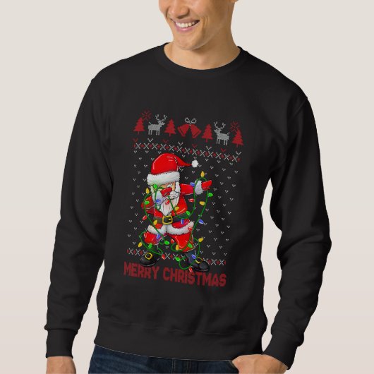 Ugly Christmas Dabbing Sweater  Santa Christmas Fa スウェットシャツ (正面)