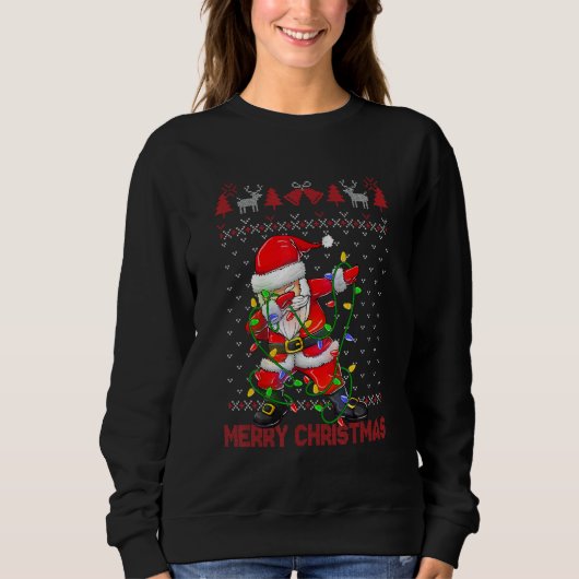 Ugly Christmas Dabbing Sweater  Santa Christmas Fa スウェットシャツ (正面)