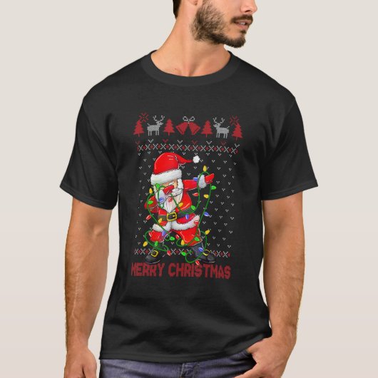 Ugly Christmas Dabbing Sweater  Santa Christmas Fa Tシャツ (正面)