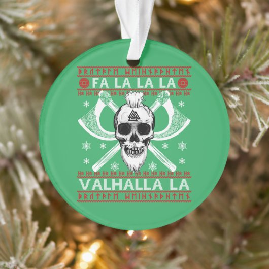 Ugly Christmas Design Fa-La-La Valhalla Viking Val オーナメント (ツリー)
