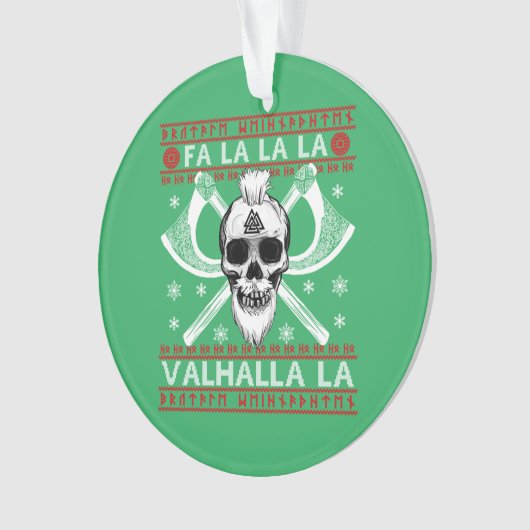 Ugly Christmas Design Fa-La-La Valhalla Viking Val オーナメント (正面)