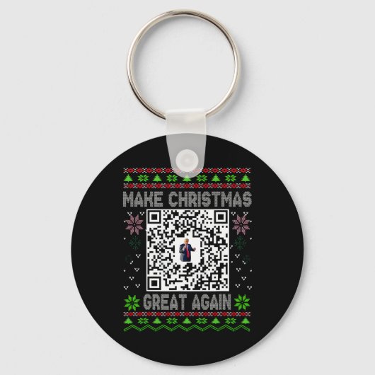 Ugly Christmas Funny Qr President Trump Dance Code キーホルダー (正面)