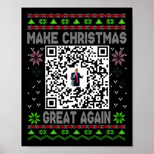 Ugly Christmas Funny Qr President Trump Dance Code ポスター (正面)