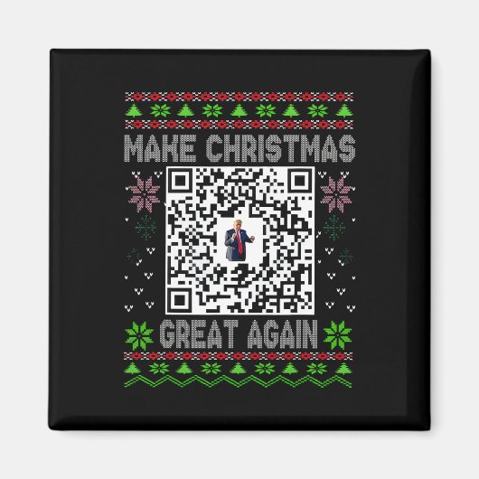 Ugly Christmas Funny Qr President Trump Dance Code マグネット (正面)