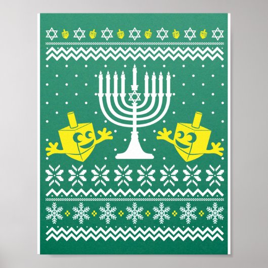 Ugly Christmas Hanukkah Sweater - Happy Hanukkah ポスター (正面)
