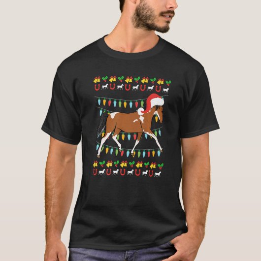 Ugly Christmas horse rider equestrian Christmas Tシャツ (正面)