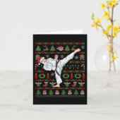 Ugly Christmas Karate Santa Claus Martial Arts  カード (黄色い花)