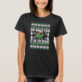 UGLY Christmas Oh What Fun It Is To Ride Dinosaur  Tシャツ (正面)