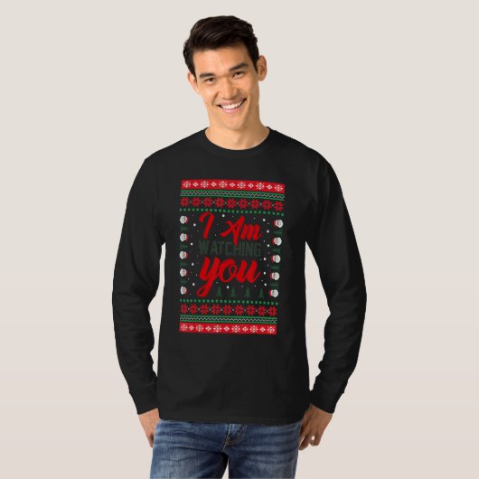 Ugly Christmas pajamas I'm Watching You Meme Ugly Tシャツ (正面フル)