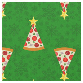 ugly christmas pizza tree funny italian xmas green ファブリック
