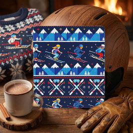 Ugly Christmas Ski Pattern Holiday スクエアシール