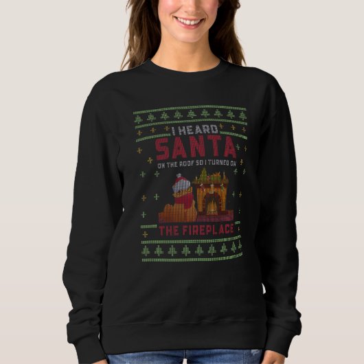 Ugly Christmas Sweater Annoyed Cats Hates Santa 1 スウェットシャツ (正面)