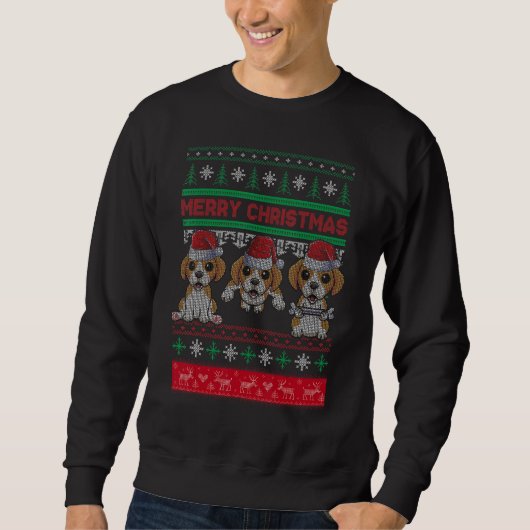 Ugly Christmas Sweater Beagle Cute Beagle Santa Ha スウェットシャツ (正面)