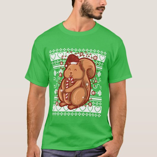 Ugly Christmas Sweater Christmas Squirrel family Tシャツ (正面)