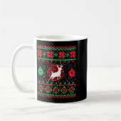 Ugly Christmas Sweater Design Plaid Reindeer コーヒーマグカップ (左)