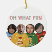 Ugly Christmas Sweater Funny Face Personalized セラミックオーナメント (正面)