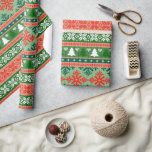 Ugly Christmas Sweater Green and Red ラッピングペーパー<br><div class="desc">Green,  red,  and white ugly Christmas sweater patterns.</div>