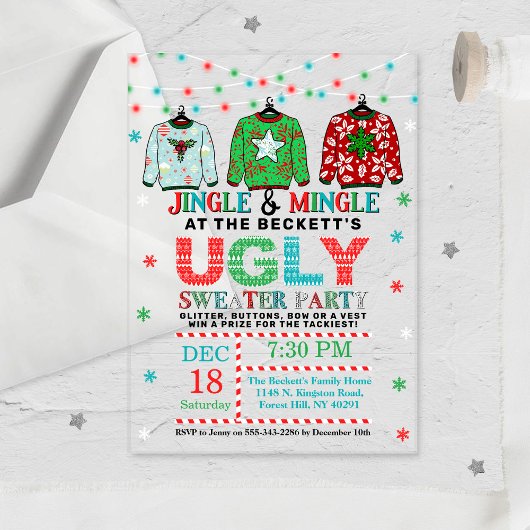 Ugly Christmas Sweater Holiday Party アクリル招待状