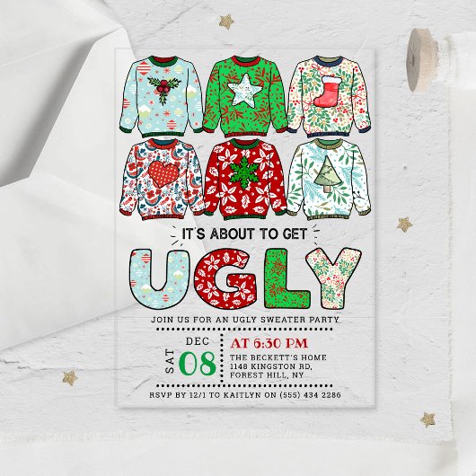 Ugly Christmas Sweater Holiday Party アクリル招待状