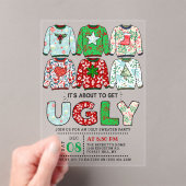 Ugly Christmas Sweater Holiday Party アクリル招待状 (インサイチュ (ポータブル))