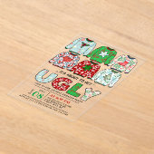 Ugly Christmas Sweater Holiday Party アクリル招待状 (レイダウン)